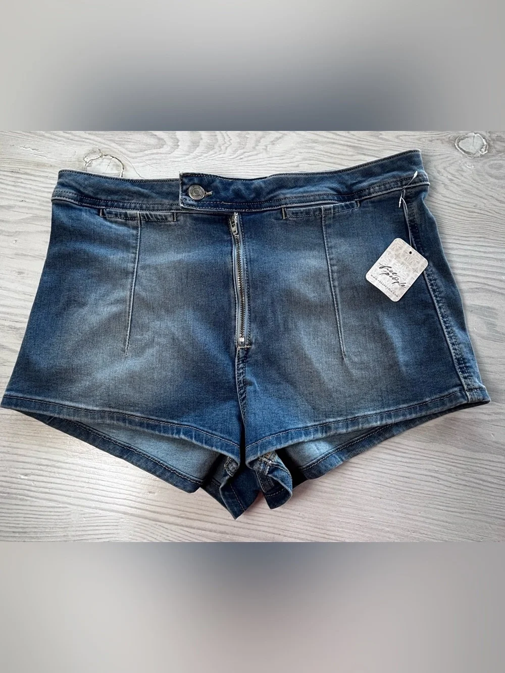 Free People We The Free Honeycomb High Rise Denim Brief Micro Shorts Size 29